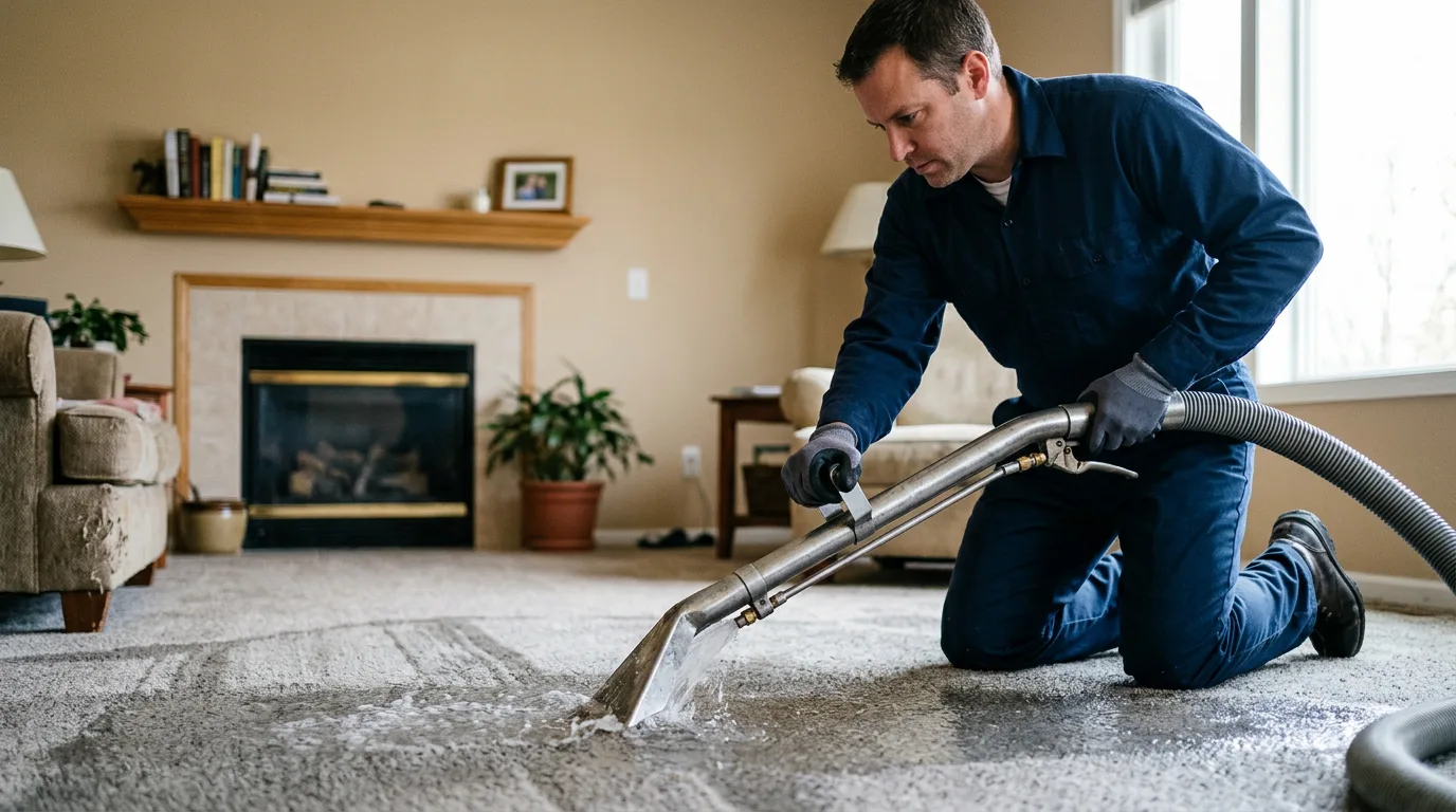 Water damage restoration technician working near Reedsville, WI